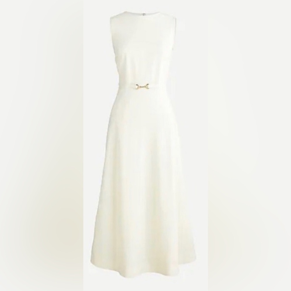 J. Crew Strapless A-Line Midi Dress White and Gold